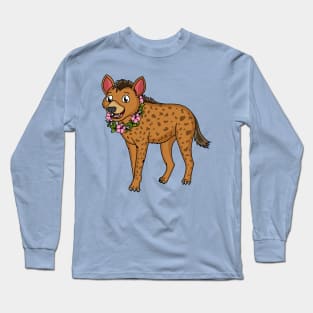 Hyena and flowers cartoon illustration Long Sleeve T-Shirt